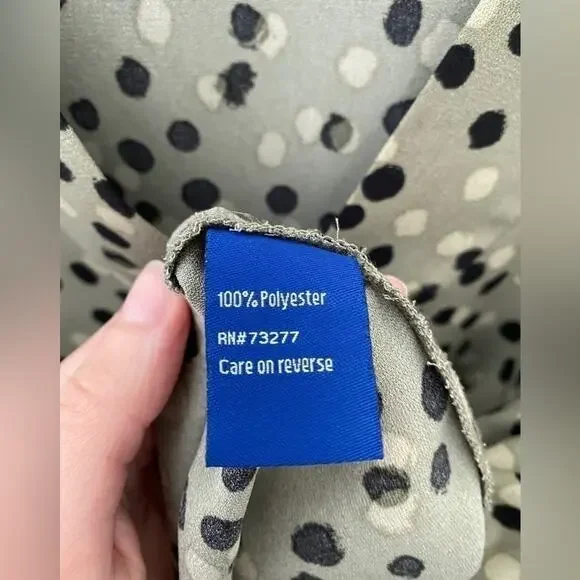 APT 9 | Olive Green Black Polka Dot Blouse | Size Medium - Picture 4 of 5